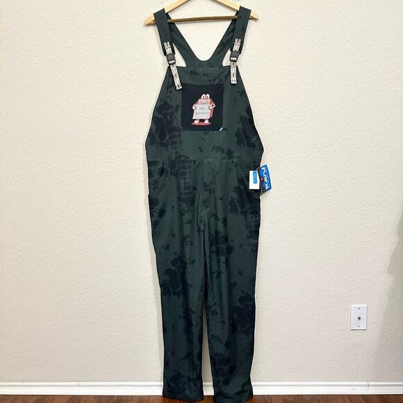 KAVU Go Big Overalls Beryl Tie Dye Stretch Utility Outdoor Work NWT